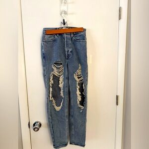Distressed Blue Denim Jeans
